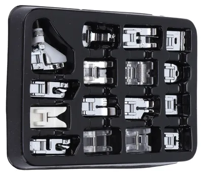 Obrázek produktu pro Sada 16 kusů přítlačných patek pro šicí stroje – multifunkční a odolné šicí příslušenství