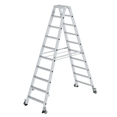 Produktbild von MUNK Stehleiter beidseitig begehbar mit Rollen 2x10 Stufen