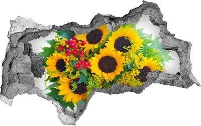 Produktbild von Selbstklebender Loch-3D-Aufkleber 95x73 cm Strauß Sonnenblumen