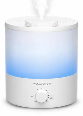 Obrázok produktu pre MEGAWISE zvlhčovač vzduchu, extrémne tichý rozvádzač vzduchu s hlučnosťou 25 dB, s viacerými stupňami rozprašovania