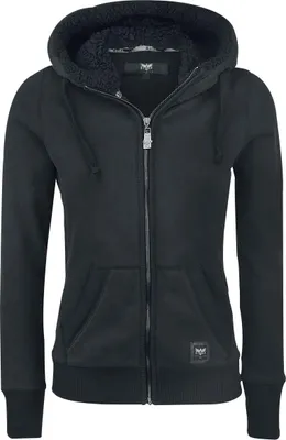 Produktbild von Black Premium by EMP Damen schwarze Kapuzenjacke mit Teddyfell-Kapuze 3XL