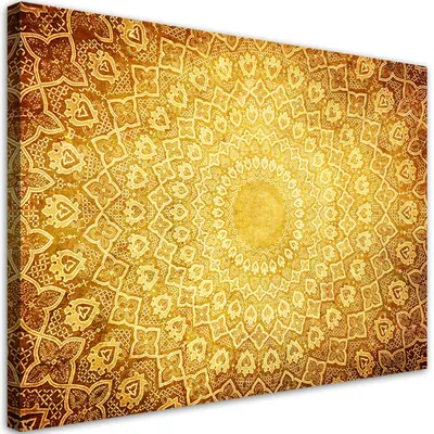 Produktbild von Leinwandbild Goldene Mandala-Abstraktion 60x40 Feeby Gelb bild für die wand bereit zum aufhängen