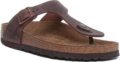 Produktbild von Birkenstock Gizeh Dunkelbraune Sandale mit Leopardenmuster im Zehensteg Stil für Frauen – UK 7 - EU 40 / Dunkelbraun