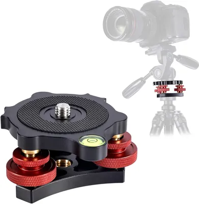 Productafbeelding van Statief Leveling Base - Camera Nivelleerbasis - Precisie Fotografie - Drie-assige Waterpas - +/- 5 Graden - Zwart