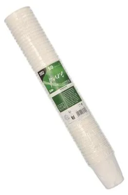 Produktbild von 500 Papstar Trinkbecher Zuckerrohr pure 0,1 l Ø 6,3 cm, 6,5 cm weiss für Heißgetränke 37054