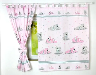 Produktbild von BABYLUX Kinderzimmer VORHÄNGE mit Schlaufen 69. Bär Träumer Rosa