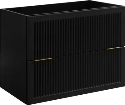 Zdjęcie produktu dla Rodan | Szafka łazienkowa pod umywalkę Czarna 80 cm - MDF - 2 szuflady Soft-Close - Bez blatu