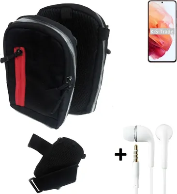 Produktbild von K-S-Trade Outdoor Gürteltasche Holster Umhängetasche + Kopfhörer kompatibel mit Samsung Galaxy S21 5G SD888 schwarz Handy Tasche Case travelbag