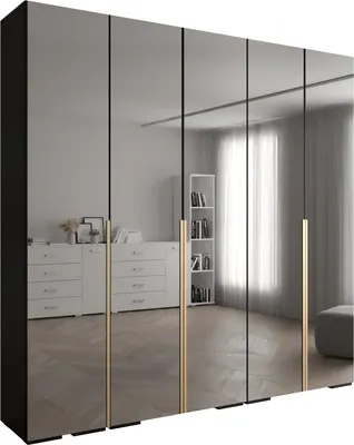 Produktbild von MEBLE KRYSPOL Inova 1 Schrank Spiegel - 236,7x250x47cm - Schwarz Schwarz Gold