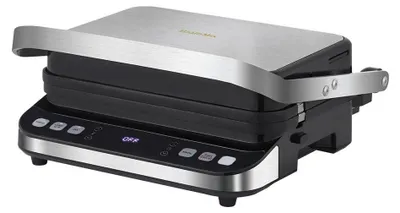 Image de Grill électrique et grill à panini - BCG02D - 2000 W -numérique - Ouvrable à 180° - Plaques antiadhésives en téflon - Prise européenne 220 V - Blanc