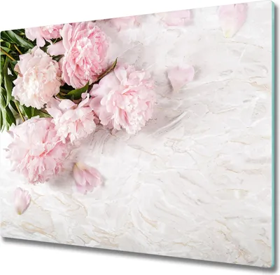 Produktbild von Glas Herdabdeckplatte 60x52 cm Spritzschutz Glasabdeckplatte Schneidebrett Pfingstrosen
