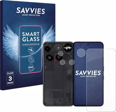 Produktbild von 3x Savvies Schutzglas Folie für Nothing Phone (3) (Display+Kamera) 9H Panzer Schutzfolie Glas Displayschutz klar transparent