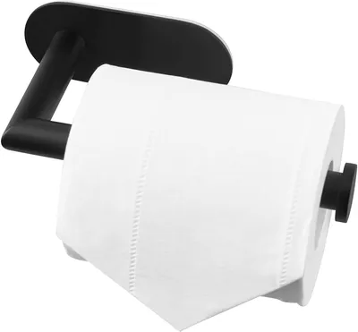 Produktbild von AFLOS Toilettenpapierhalter Schwarz Edelstahl Klebebefestigung