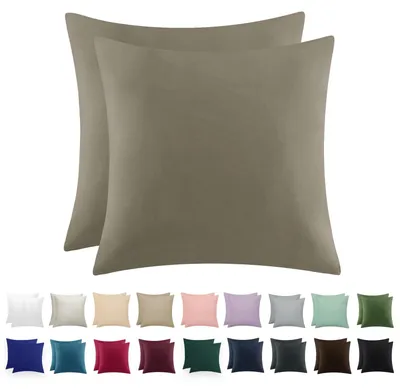 Produktbild von Kissenbezug 80 x 80 cm Taupe 2er-Pack - -er Mikrofaser-Kissenbezug 80 x 80 cm mit Reißverschluss, Set mit zwei Kissenbezügen