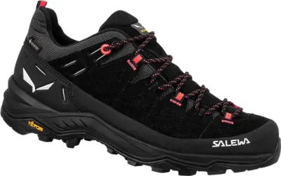 A single black hiking shoe is shown against a white background.