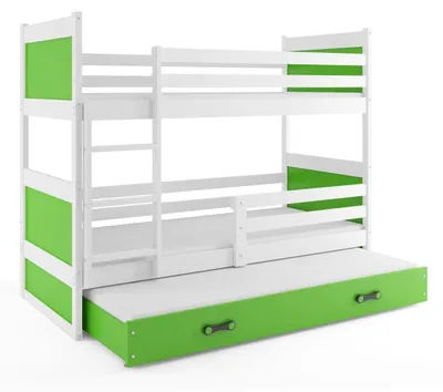 Produktbild von BMS Etagenbett für Kinder Rico Weiß Grün 3 Schlafplätze