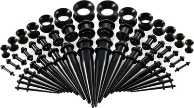 Produktbild von Ohr Stretching Kit 50 Stück 14G-00G Ohr Messgeräte Expander Set Acryl Verjünger und Stecker & Silikon Tunnel Piercing-Schmuck-Set