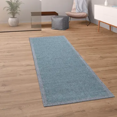 Produktbild von In-& Outdoor Teppich Balkon Terrasse Küchenteppich Bordüren Design Türkis Grösse 80x150 cm