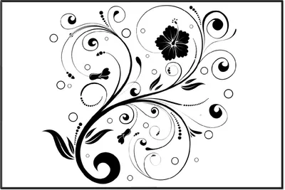 Produktbild von Wallario Wandbild Schnörkelmuster in schwarz weiß mit Blumen und Kreisen, Größe: 61 x 91,50 cm, Poster mit schwarzem Aluminiumrahmen