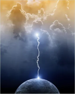 Produktbild von Wallario Poster - Gewitter über der Erde, Kunstdruck Größe: 40 x 50 cm