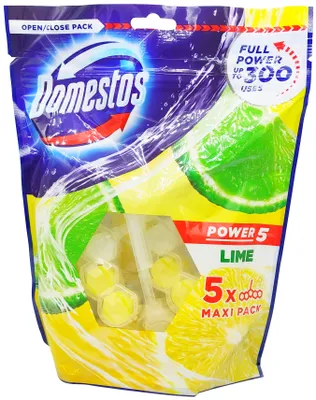 Produktbild von Domestos Power 5 WC-Reiniger, Limette-Duft, 5 Stck Packung