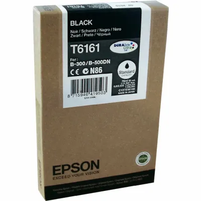 Obrázok produktu pre Epson ink tank Black T6161 DURABrite Ultra Ink, Čierna, Atrament na pigmentovej báze, 76 ml, 1 kusov