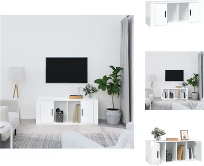 Produktbild von vidaXL TV-Schrank Hochglanz-Weiß 100x35x40 cm Holzwerkstoff -  TV-Möbel