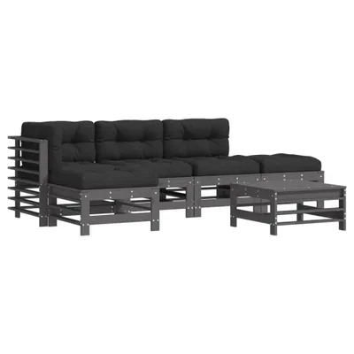 Produktbild von vidaXL 6-tlg. Garten-Lounge-Set mit Kissen Grau Massivholz