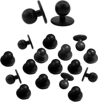 Produktbild von Premium-Kochjasknoppen-Set - 100 Stück schwarze Kugelknöpfe für Kochjacken - Mode und nachhaltig - Kugelknöpfe, runde Knöpfe