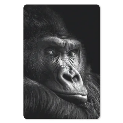 Produktbild von MuchoWow® Mauspad Mousepad Gorilla - Affe - Schwarz - Weiß - Porträt 40x60 cm - Mousepads - Maus Mat - Pad - Mausunterlage - Schreibtisch Accesoire