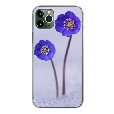 Produktbild von MuchoWow® Handyhülle Schutzhülle Hülle für iPhone 11 Pro Max Blumen - Schnee - Lila Silikon Softcase Handy Hülle - Schutz