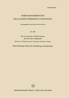 Obrázek produktu pro Untersuchungen über die Herstellung von Erzbriketts