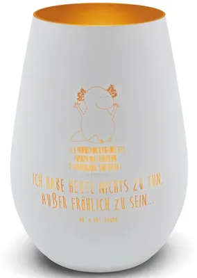 Produktbild von Mr. & Mrs. Panda Laterne Axolotl Hurra - Weiß - Geschenk, Spaß, Teelichthalter, Windlicht Glas, Lurch, Kerzenhalter, Motivation, deko licht