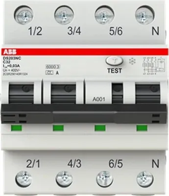 Immagine prodotto di Interruttore  FI/LS, 3P+N, tipo A, C32A, 30 mA, 4TE, 1 pz.