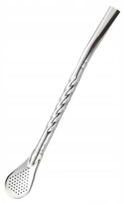Imagen del producto de Bombilla para yerba mate, modelo Rosario, de 15,5 cm, color plateado (acero inoxidable)