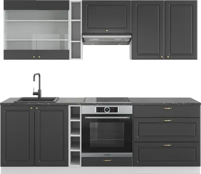 Produktbild von Küchenzeile Vicco Fame-Line Anthrazit-Gold/Weiß 235 cm , AP Anthrazit, Model 42548