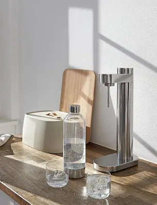 Produktbild von Wasserkarbonator Flasche Edelstahl mit Sprudel