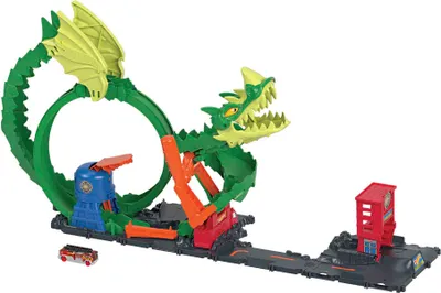 Produktbild von Hot Wheels City Drachen-Angriff Looping Set, Zubehör inkl. 1 Spielzeugauto
