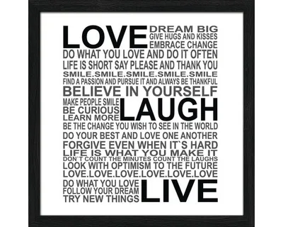 Produktbild von Gerahmtes Bild Love-Laugh-Live 27,5x27,5 cm