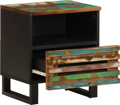 Image de vidaXL Table de nuit 40x34x46 cm Vieux bois massif