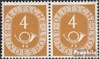 Produktbild von Briefmarken BRD (BR.Deutschland) 1951 Mi 124wP waagerechtes Paar gestempelt Posthorn