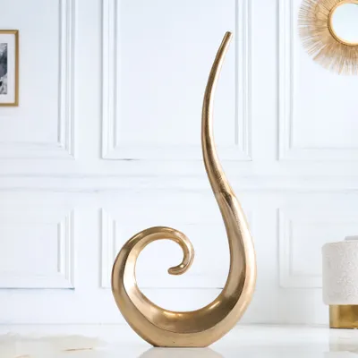 Produktbild von riess-ambiente Moderne Vase WAVE XL 106cm gold Aluminium poliert Dekoration
