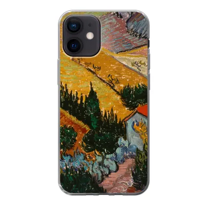 Produktbild von MuchoWow® Handyhülle Schutzhülle Hülle für iPhone 12 Landschaft mit einem Haus und einem Ackerbauern - Vincent van Gogh Silikon Softcase Handy Hülle - Schutzhülle