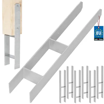 Immagine prodotto di KOTARBAU® 6 pz. Supporto per pali ad H da inserire nel calcestruzzo 100 mm / 600 mm Ancoraggio ad H in acciaio zincato argento Scarpe per travi per pali Base per pali con ancoraggio in calcestruzzo Trave in acciaio Ancoraggio in acciaio
