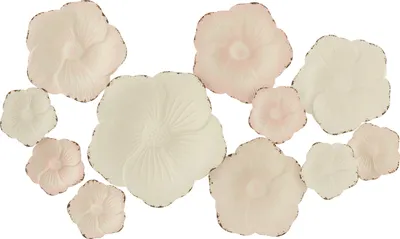 Produktbild von J-Line J-Line Wanddekoration Blumen - Metall - Rosa/Weiß