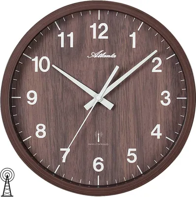 Produktbild von Atlanta 4438/20 Wanduhr Funk Funkwanduhr analog braun dunkelbraun Holz-Optik