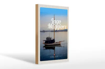 Produktbild von Holzschild Reise 20x30cm Lago Maggiore Boote auf See Urlaub