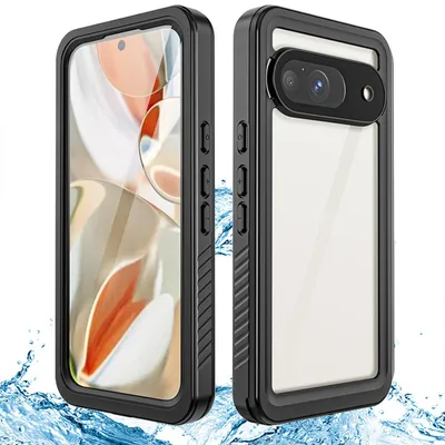 Produktbild von Für Google Pixel 9 360 Grad Full Body Wasserdichte Schutz Handy Tasche Schwarz