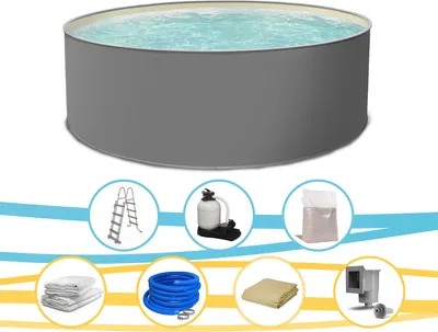 Produktbild von Rundpool EDITION GRAU Stahlwandpool rund 450 x 120 cm Komplettset