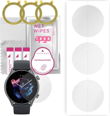 Produktbild von apgo 3 Stück Schutzfolie, klar, kompatibel mit Amazfit GTR 3 Smartwatch, Hydrogel Displayschutzfolie mit Positionierhilfe, Displayfolie, robust und kratzfest